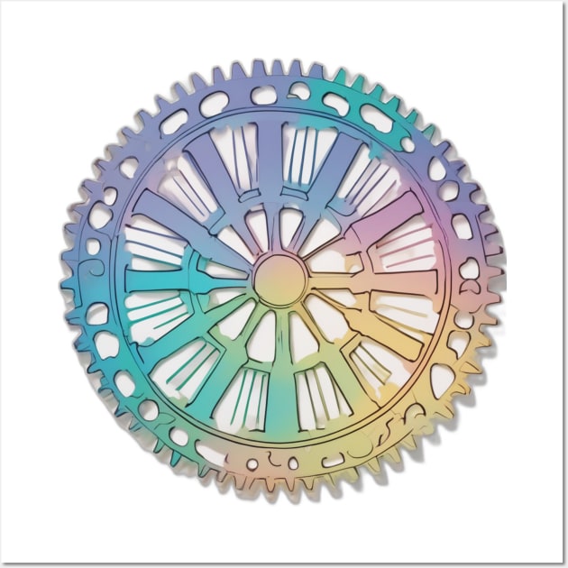 Rainbow Hued Mechanical Gear Wheel No. 482 Wall Art by cornelliusy